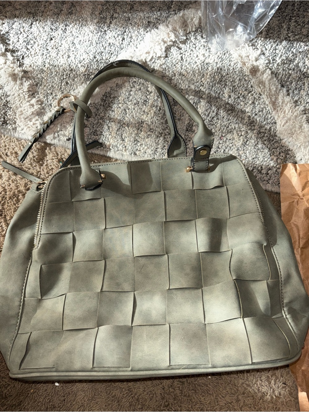 Target Olive Green Woven Shoulder Bag